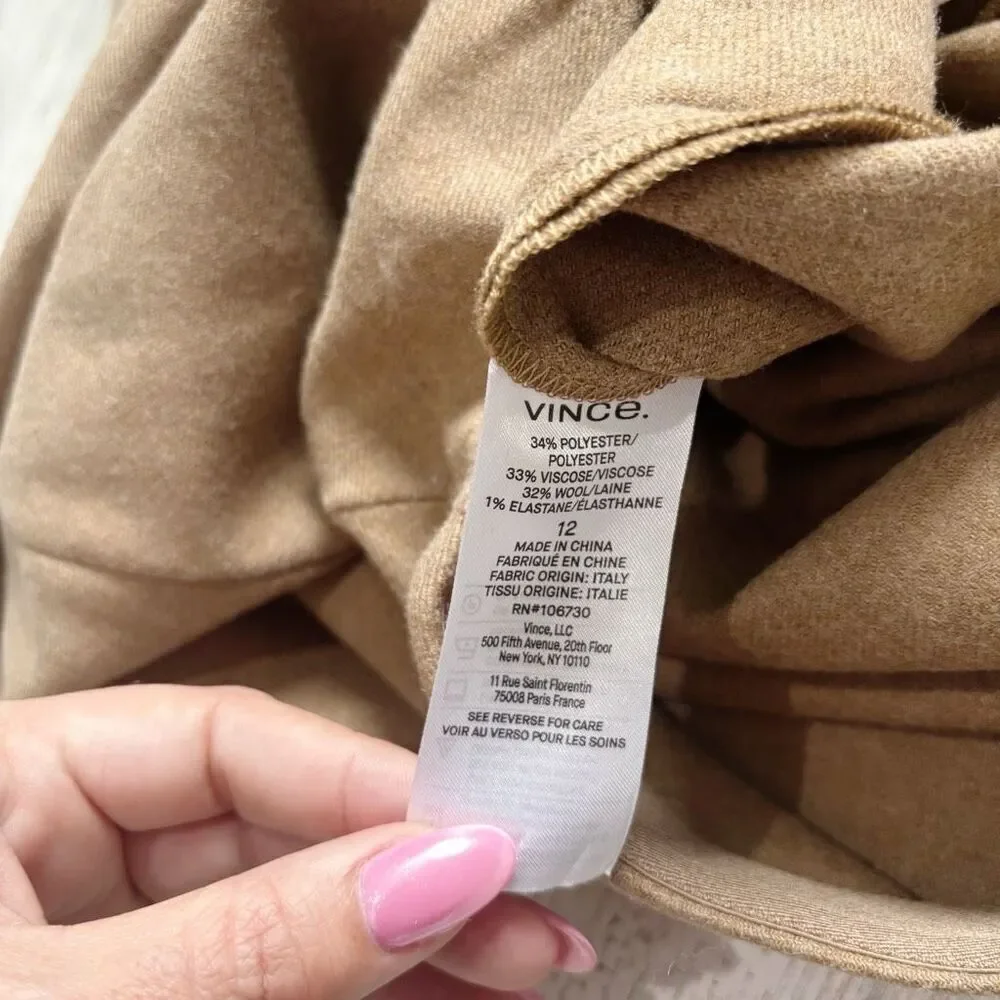 Vince Women's Brushed Flannel Side Slit Slip Skirt Size 12 Taupe - Picture 4 of 4